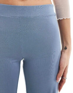 Monki Super Soft Wide Leg Trousers In Blue For Women -Monki Shop 206407110 5