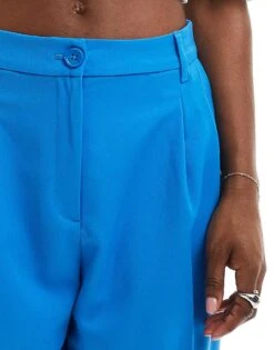 Monki High Waist Tailored Trousers In Blue For Women -Monki Shop 206407127 5