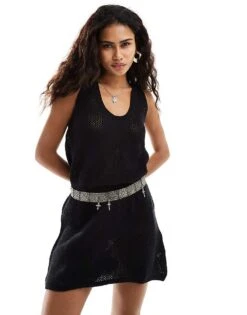 Monki Sleeveless Knitted Beach Mini Dress In Black For Women 11 Monki Sleeveless Knitted Beach Mini Dress In Black For Women -Monki Shop 206407135 1 black 1