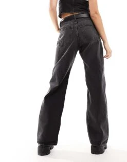 Monki Naoki Loose Fit Low Rise Jeans In Washed Black For Women -Monki Shop 206407227 3