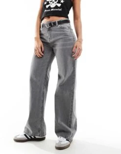 Monki Naoki Loose Fit Low Rise Jeans In Washed Grey For Women -Monki Shop 206407249 1 washedgrey 1