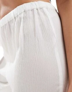 Monki Plisse Jersey Relaxed Trousers In White For Women -Monki Shop 206407294 5