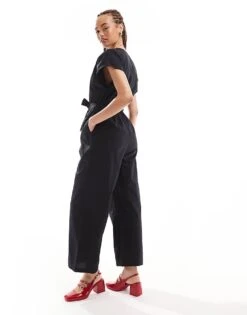 Monki Jumpsuit With Tie Waist In Black For Women