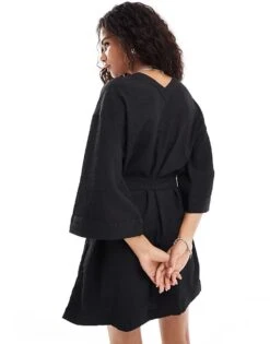 Monki Belted Wrap Mini Dress In Black For Women -Monki Shop 206407308 4