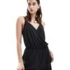 Monki Drapey Wide Leg Cami Jumpsuit With Wrap Front In Black For Women -Monki Shop 206407381 1 black