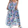 Monki Wrap Front Midi Skirt In Multi Artsy Pastel Flowers Print For Women -Monki Shop 206407402 1 multi