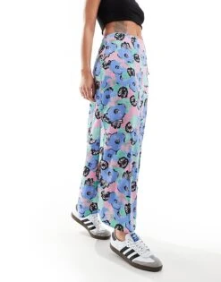 Monki Wrap Front Midi Skirt In Multi Artsy Pastel Flowers Print For Women -Monki Shop 206407402 3