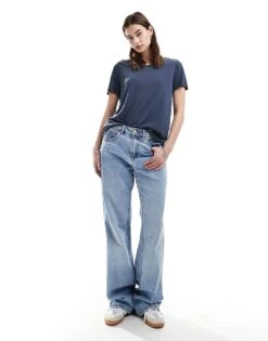 Monki Super Soft T-shirt In Dark Blue For Women -Monki Shop 206407442 4