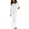 Monki Maxi T-shirt Dress With Side Split In White For Women -Monki Shop 206407449 1 white