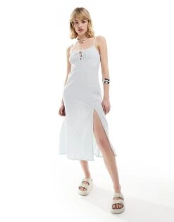 Monki Strappy Midi Dress With Split In Blue Ditsy Print For Women Multi -Monki Shop 206440943 1 multi 1