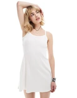 Monki Jersey Mini Slip Dress In White For Women -Monki Shop 206444539 1 white 1