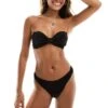 Monki Mix And Match Crinkle Bow Front Bandeau Bikini Top And Bottoms