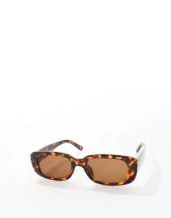 Monki Small Rectangle Sunglasses In Brown Tortoise For Women -Monki Shop 206520511 3