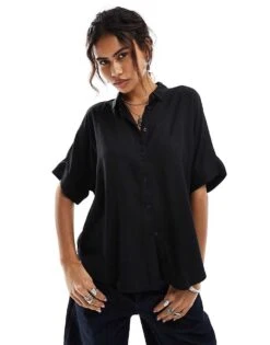 Monki Oversize Boxy Blouse In Black For Women -Monki Shop 206520523 1 black 1