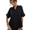 Monki Oversize Boxy Blouse In Black For Women