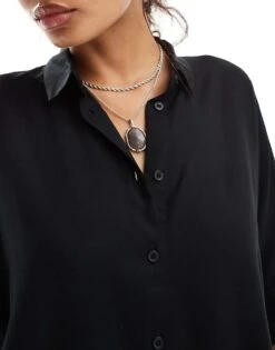 Monki Oversize Boxy Blouse In Black For Women -Monki Shop 206520523 4