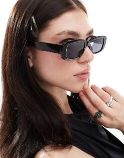 Monki Small Rectangle Sunglasses In Black For Women -Monki Shop 206520532 3
