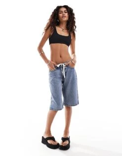 Monki Textured Crinkle Scoop Neck Bikini Top In Black For Women -Monki Shop 206562968 3