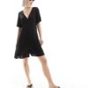 Monki Button Through Mini Dress In Black For Women 1 Monki Button Through Mini Dress In Black For Women -Monki Shop 206563004 1 black