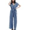 Monki Seersucker Tie Waist Jumpsuit In Blue And Black Gingham For Women Multi -Monki Shop 206563024 1 multi