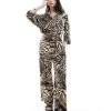 Monki Oversized Jumpsuit With Collar In Beige Animal Print For Women -Monki Shop 206563131 1 beigeanimal