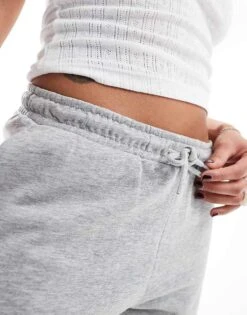 Monki Heavy Jersey Shorts With Curved Hem In Grey Melange For Women -Monki Shop 206606293 3