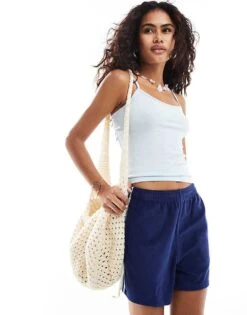 Monki Strappy Vest Top In Light Blue For Women -Monki Shop 206606311 1 lightblue 1