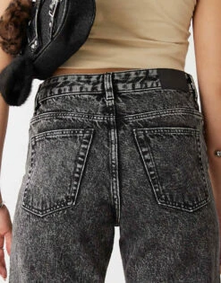 Monki Aimo Mid Waist Straight Leg Jeans In Acid Black For Women -Monki Shop 206606414 4