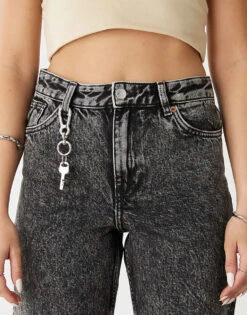 Monki Aimo Mid Waist Straight Leg Jeans In Acid Black For Women -Monki Shop 206606414 5