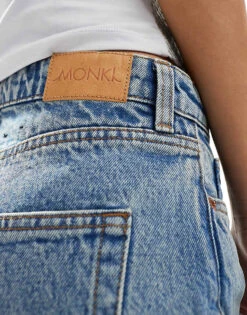 Monki Paz Mid Waist Loose Wide Leg Jeans In Mid Blue For Women -Monki Shop 206606430 5