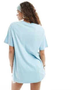 Monki Oversized T-shirt In Light Blue For Women -Monki Shop 206607897 3