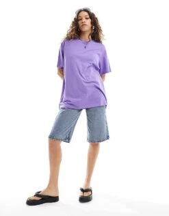 Monki Oversized T-shirt In Lilac Purple For Women -Monki Shop 206607925 4