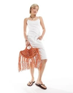 Monki Strappy Pointelle Vest Top With Lace Trim In White For Women -Monki Shop 206607943 3