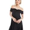 Monki Drapey Jersey Off Shoulder Mini Dress In Black For Women -Monki Shop 206608037 1 black