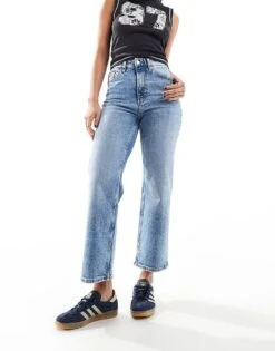 Monki Zami High Waist Straight Leg Jeans In Vintage Blue For Women -Monki Shop 206608140 1 vintageblue 1