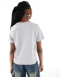 Monki Short Sleeve T-shirt In Grey Melange For Women -Monki Shop 206608264 3