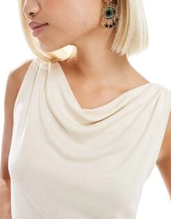 Monki Super Soft Boat Neck Mini Dress In Off White For Women -Monki Shop 206608274 4