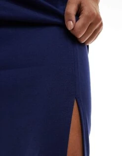 Monki Super Soft Jersey Midi Skirt With Elastic Fold In Navy For Women -Monki Shop 206691107 4