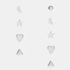 Monki 5 Pack Stud Earrings Star, Moon And Heart In Silver For Women -Monki Shop 206691165 1 silver