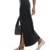 Monki Super Soft Jersey Midi Skirt With Elastic Fold In Black For Women -Monki Shop 206691169 1 black