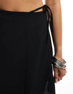 Monki Mini Wrap Skirt With Tie Up Side In Black For Women -Monki Shop 206691227 3
