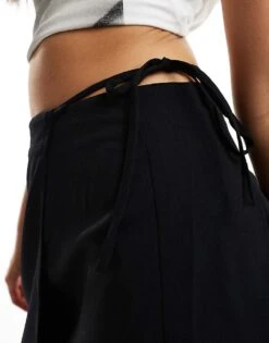 Monki Mini Wrap Skirt With Tie Up Side In Black For Women -Monki Shop 206691227 5