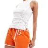 Monki Heavy Jersey Shorts With Curved Hem In Orange For Women -Monki Shop 206721661 1 orange