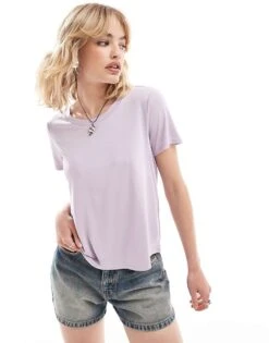 Monki Super Soft T-shirt In Lilac For Women