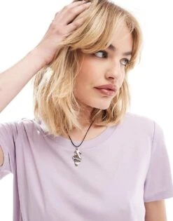 Monki Super Soft T-shirt In Lilac For Women -Monki Shop 206788156 3