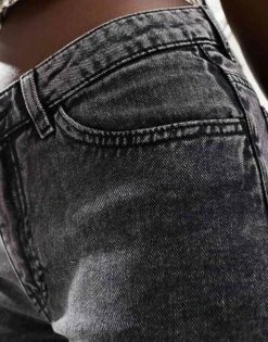 Monki Stretch Five Pocket Shorts In Black Acid Wash For Women Washed Black -Monki Shop 206788159 5