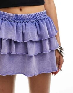 Monki Mini Ruffle Frill Skirt In Tinted Purple For Women -Monki Shop 206788241 3