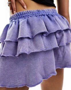 Monki Mini Ruffle Frill Skirt In Tinted Purple For Women -Monki Shop 206788241 4