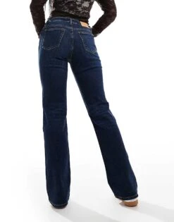 Monki Wakumi Low Waist Boot Cut Jeans In Dark Blue Wash For Women Darkwash Blue -Monki Shop 206788326 5