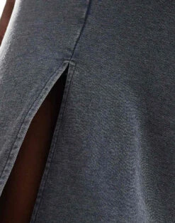 Monki Midi Jogger Skirt With Split And Drawstring Waist In Washed Charcoal Grey For Women -Monki Shop 206788514 5